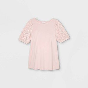 Eyelet Short Sleeve Knit Maternity Blouse - Isabel Maternity by Ingrid & Isabel™